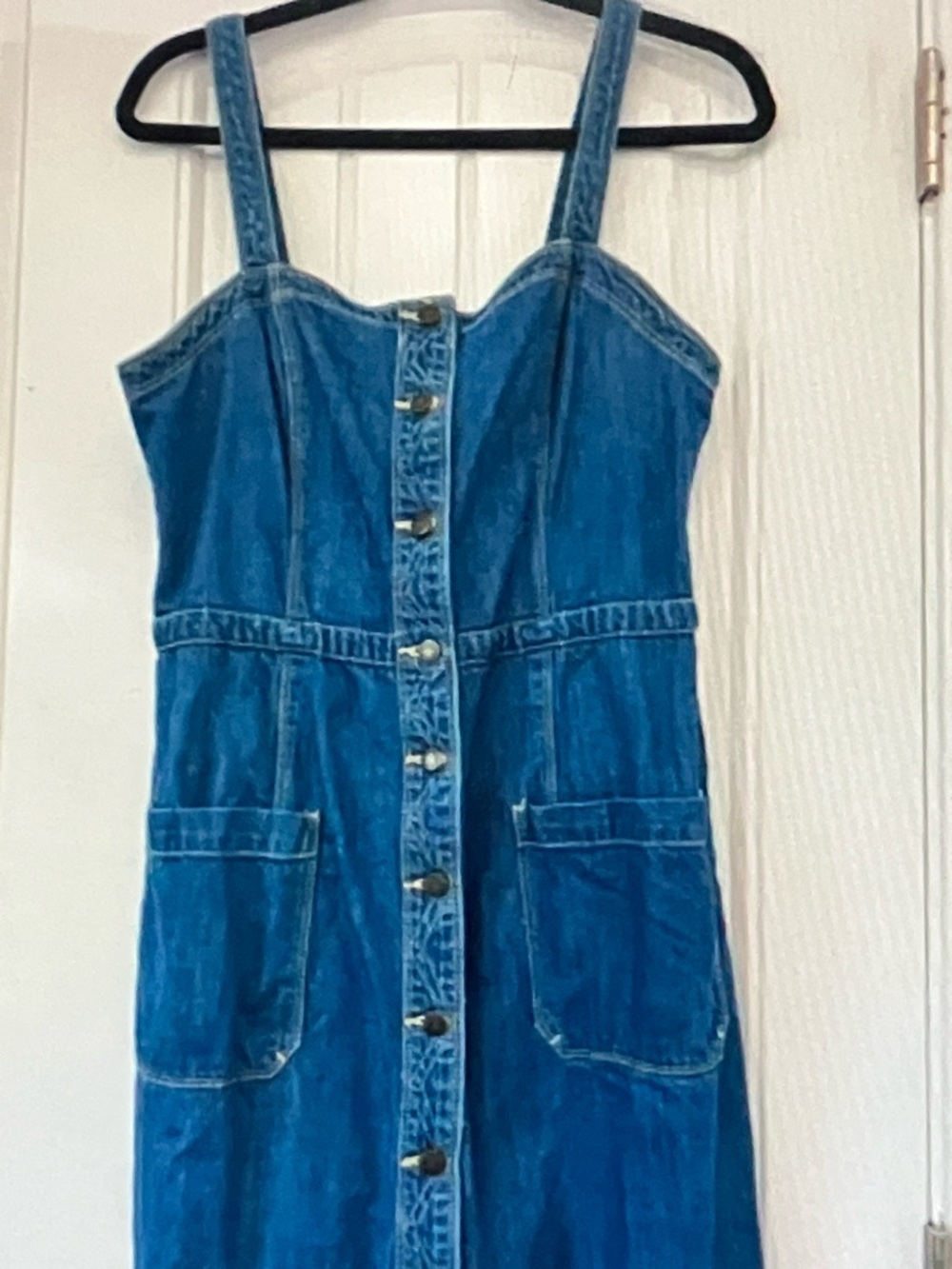 Denim Button-Front Mini Dress - Blue